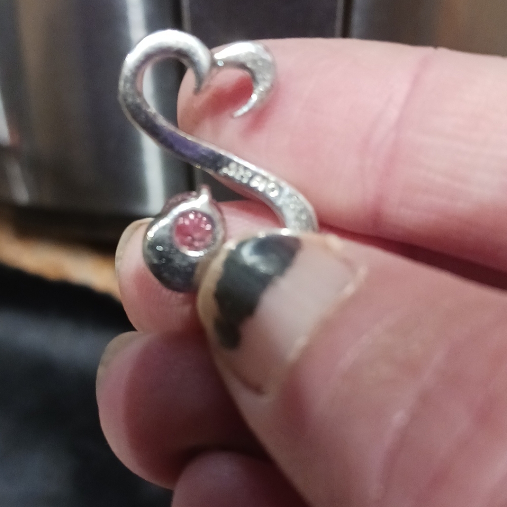 AJ Pink Topaz Sterling Silver Open Hearts Collection Pendant 5g - Picture 3 of 5